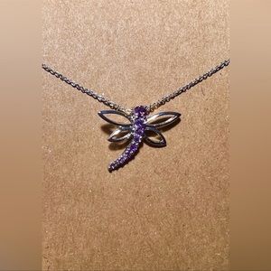 Silver Plated Amethyst Dragonfly Necklace